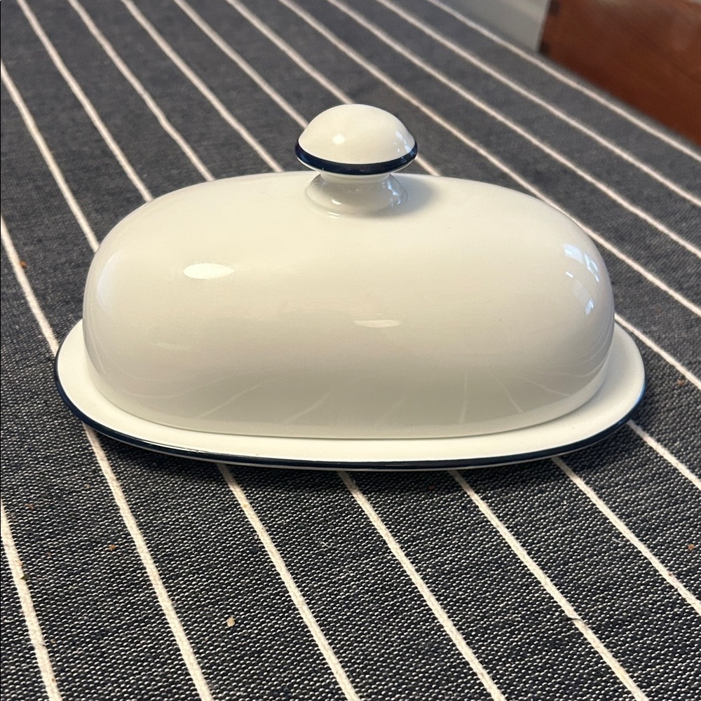 Dansk White and Blue Butter Dish